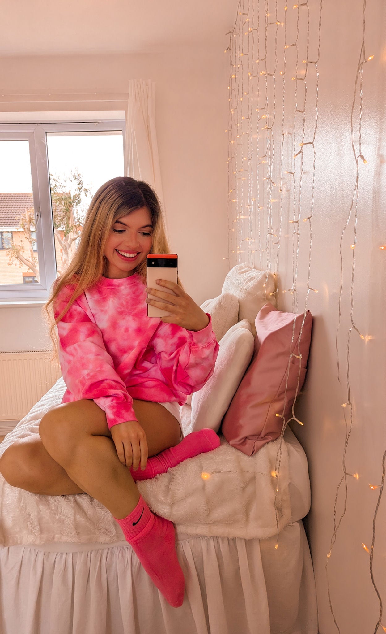 Tie Dye Fuchsia Pink Sweatshirt And Matching Socks - Custom Made To Order
