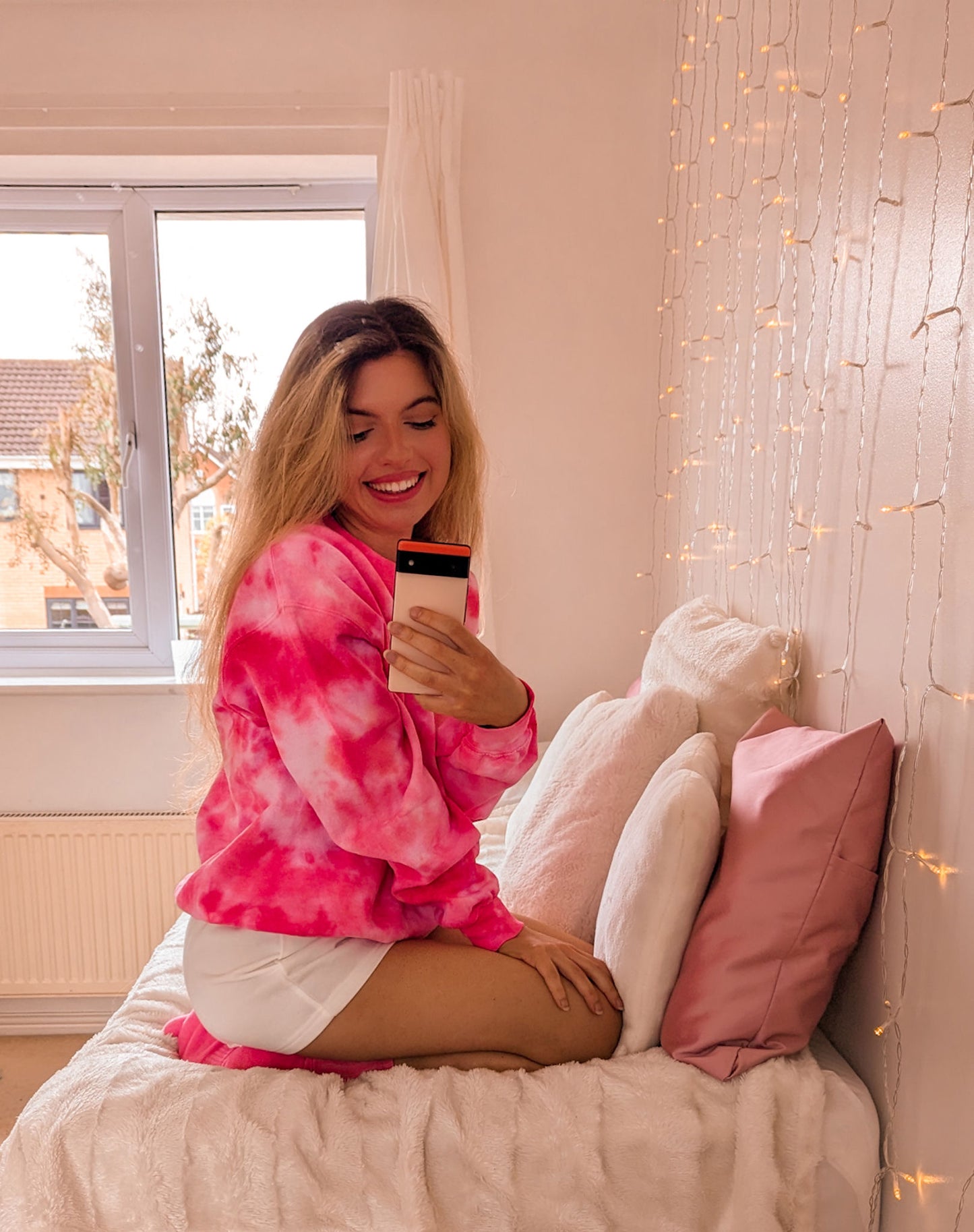 Tie Dye Fuchsia Pink Sweatshirt And Matching Socks - Custom Made To Order