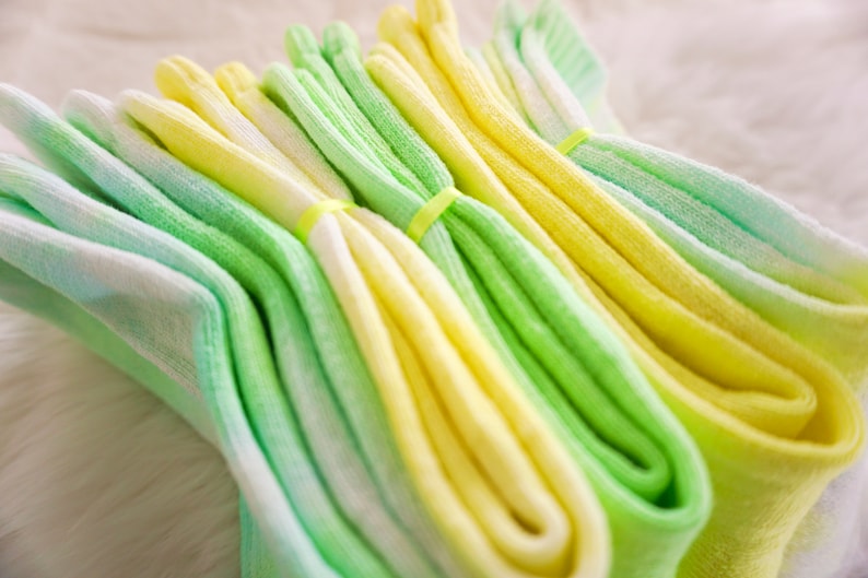 Tie Dye NIKE Socks - 'The Neon / Fluorescent Collection' - Neon Lime Green and Neon Yellow Splattered and Block Colour - Custom Made