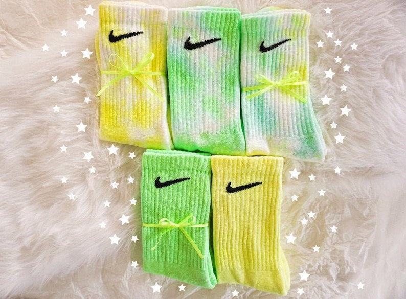 Tie Dye NIKE Socks The Neon Fluorescent Collection Neon Lime G