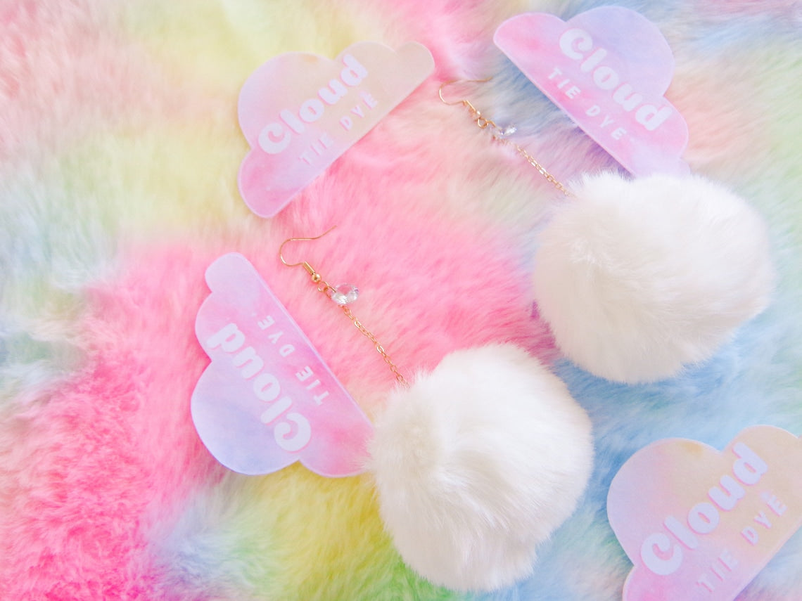 Fluffy Rainbow Faux Fur Pencil Bag with Super Soft Pom Pom