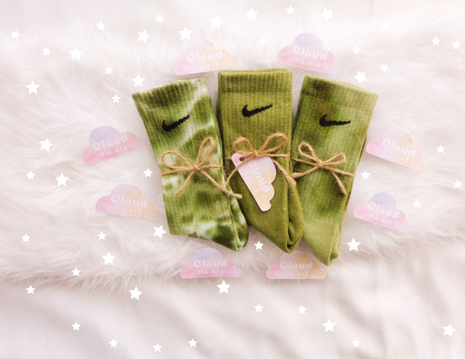 Tie Dye NIKE Socks - KHAKI GREEN Trio - Camoflage Green, Khaki