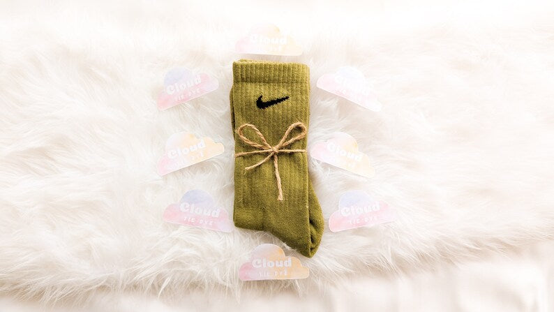 Tie Dye NIKE Socks - KHAKI GREEN Trio - Camoflage Green, Khaki