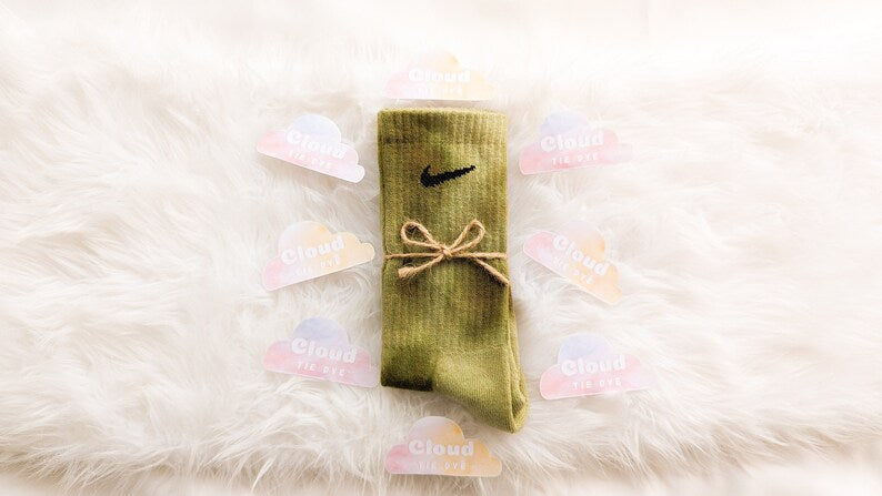 Tie Dye NIKE Socks - KHAKI GREEN Trio - Camoflage Green, Khaki