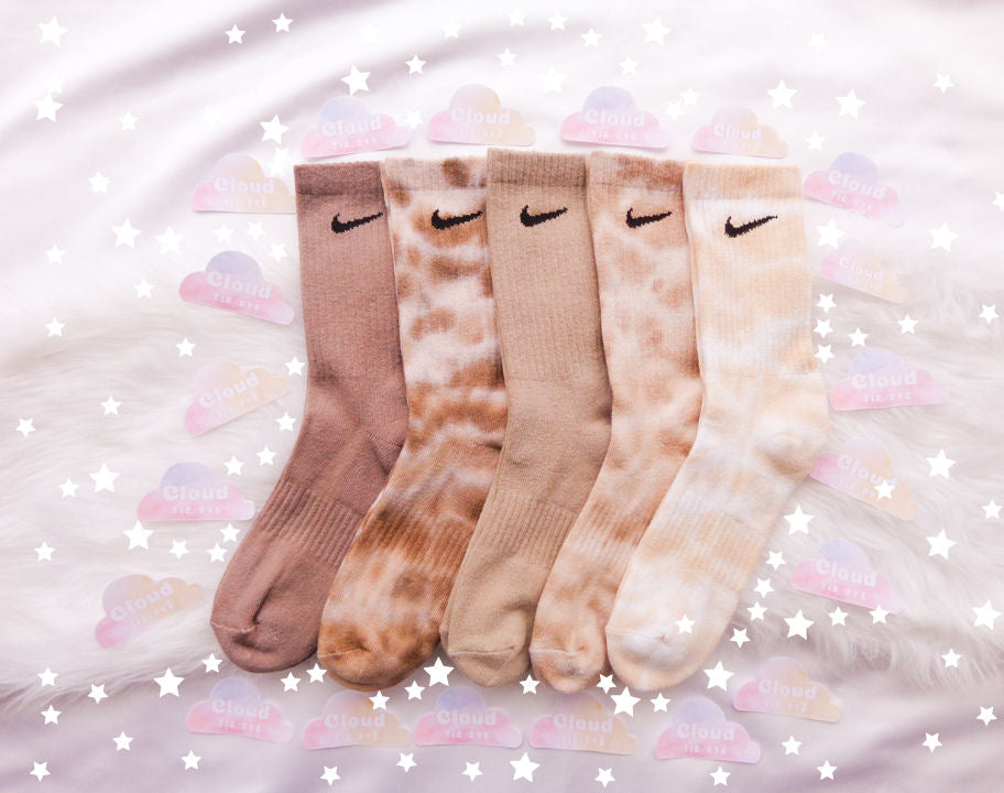 Tie Dye NIKE Socks - 'The Chocolate Collection' - Brown, Beige, Cream, Taupe - Custom Made